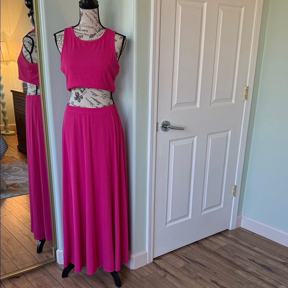 Elegant Pink Women's Skirt Set